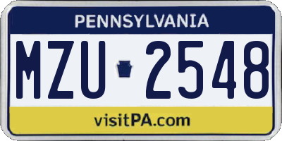 PA license plate MZU2548