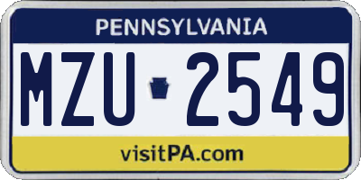 PA license plate MZU2549