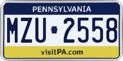 PA license plate MZU2558
