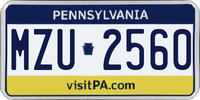 PA license plate MZU2560