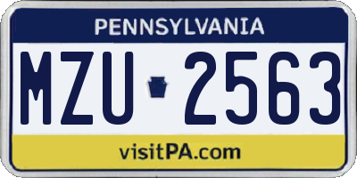 PA license plate MZU2563