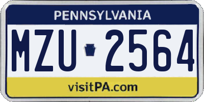 PA license plate MZU2564
