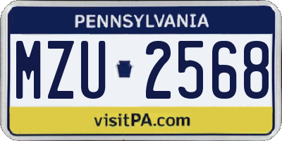 PA license plate MZU2568