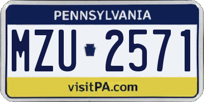 PA license plate MZU2571