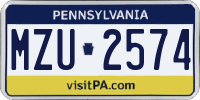 PA license plate MZU2574