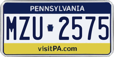 PA license plate MZU2575