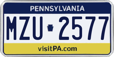 PA license plate MZU2577