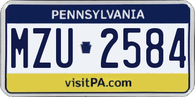 PA license plate MZU2584