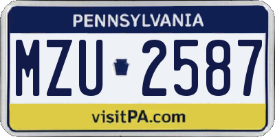 PA license plate MZU2587