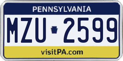 PA license plate MZU2599