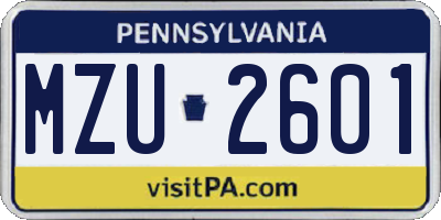 PA license plate MZU2601