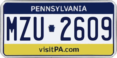 PA license plate MZU2609