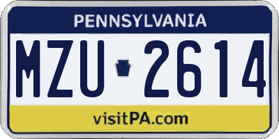 PA license plate MZU2614