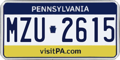 PA license plate MZU2615