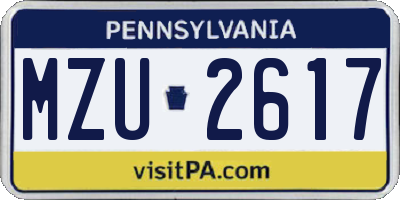 PA license plate MZU2617