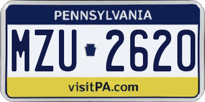 PA license plate MZU2620