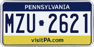 PA license plate MZU2621