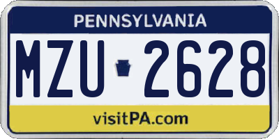 PA license plate MZU2628