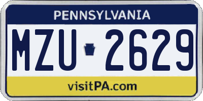 PA license plate MZU2629