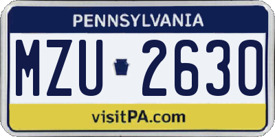 PA license plate MZU2630
