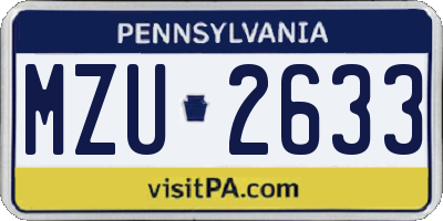 PA license plate MZU2633