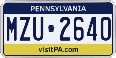 PA license plate MZU2640