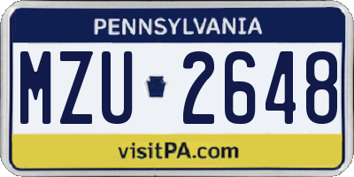 PA license plate MZU2648