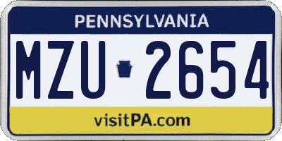 PA license plate MZU2654