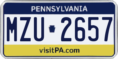 PA license plate MZU2657