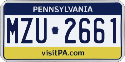 PA license plate MZU2661