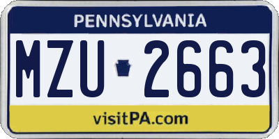 PA license plate MZU2663