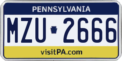 PA license plate MZU2666