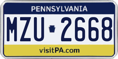 PA license plate MZU2668