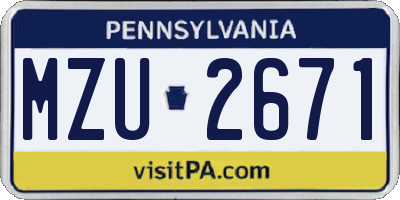 PA license plate MZU2671