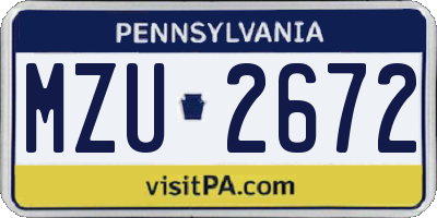 PA license plate MZU2672