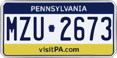 PA license plate MZU2673