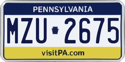 PA license plate MZU2675