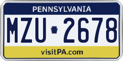 PA license plate MZU2678