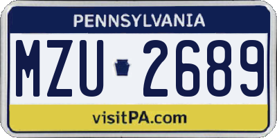 PA license plate MZU2689