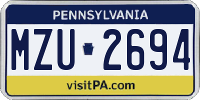 PA license plate MZU2694
