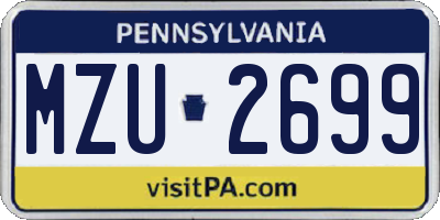 PA license plate MZU2699