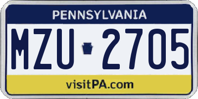 PA license plate MZU2705
