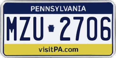 PA license plate MZU2706