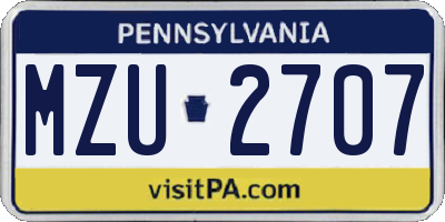 PA license plate MZU2707