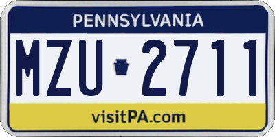 PA license plate MZU2711