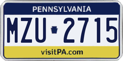 PA license plate MZU2715