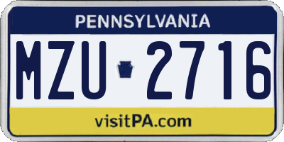 PA license plate MZU2716