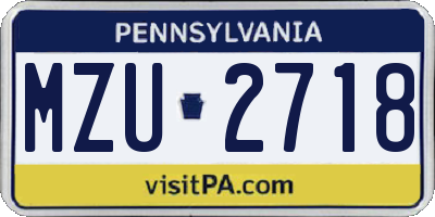 PA license plate MZU2718