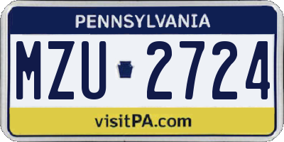 PA license plate MZU2724