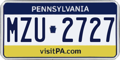 PA license plate MZU2727